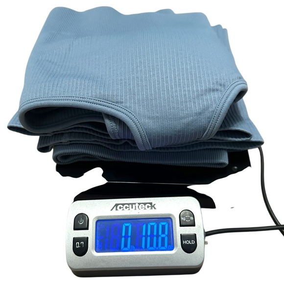 OQQ Blue Ribbed Seamless Sports Bra & Biker Shorts Set Women's L Stretch - Picture 9 of 9